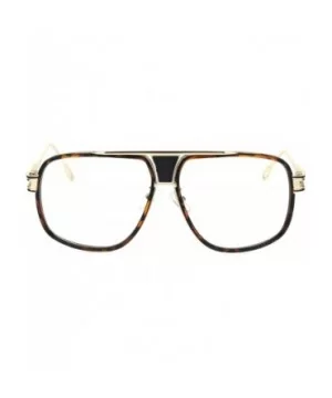 Mens Retro Racer Geeky Nerd Mobster Clear Lens Eye Glasses - Gold Tortoise - CE18R0ZMHDN $13.04 Rectangular