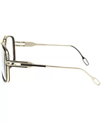 Mens Retro Racer Geeky Nerd Mobster Clear Lens Eye Glasses - Gold Tortoise - CE18R0ZMHDN $13.04 Rectangular