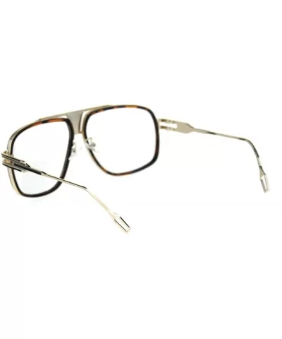 Mens Retro Racer Geeky Nerd Mobster Clear Lens Eye Glasses - Gold Tortoise - CE18R0ZMHDN $13.04 Rectangular