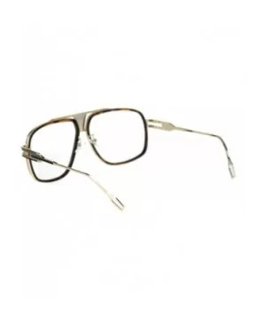 Mens Retro Racer Geeky Nerd Mobster Clear Lens Eye Glasses - Gold Tortoise - CE18R0ZMHDN $13.04 Rectangular