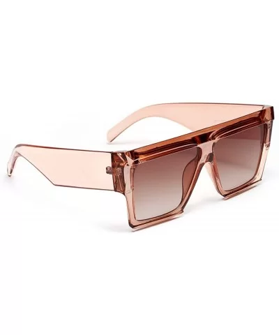 Big Square Sunglasses Thick Frame black leopard Sun Glasses for Women Rectangular - Clear Brown - CK18WAZLA7E $9.03 Rectangular