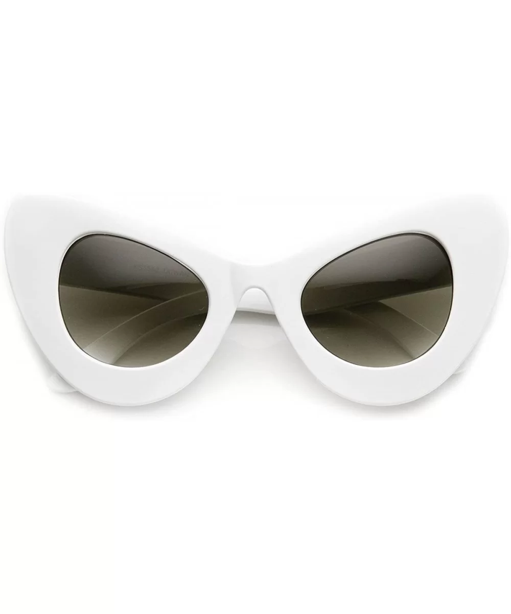 High Fashion Bold Oversized Women's Cat Eye Sunglasses (White) - CO11KBATY89 $7.67 Oversized