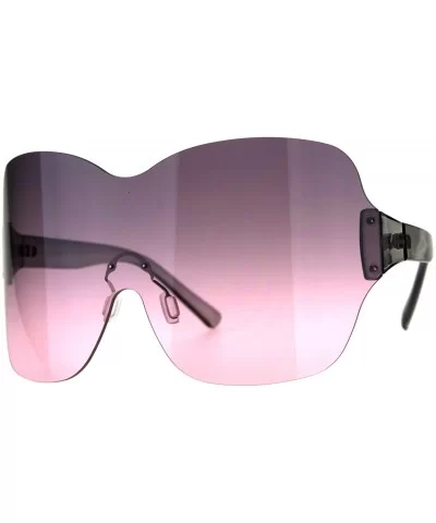 Large Coverage Mask Style Shield Gradient Futuristic Sunglasses - Black Pink - CO18CX0HGE6 $9.28 Shield