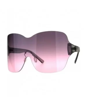 Large Coverage Mask Style Shield Gradient Futuristic Sunglasses - Black Pink - CO18CX0HGE6 $9.28 Shield