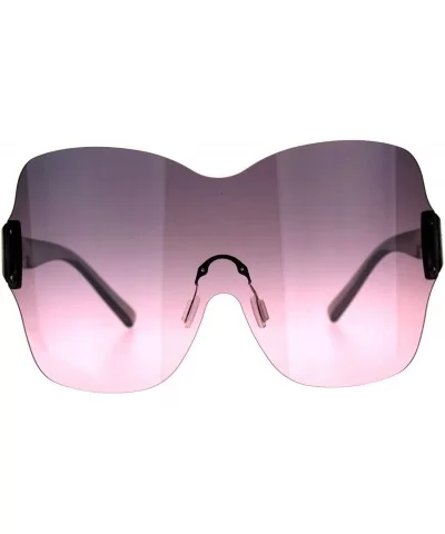 Large Coverage Mask Style Shield Gradient Futuristic Sunglasses - Black Pink - CO18CX0HGE6 $9.28 Shield