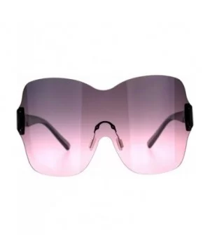 Large Coverage Mask Style Shield Gradient Futuristic Sunglasses - Black Pink - CO18CX0HGE6 $9.28 Shield