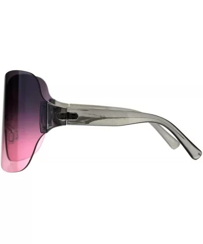 Large Coverage Mask Style Shield Gradient Futuristic Sunglasses - Black Pink - CO18CX0HGE6 $9.28 Shield