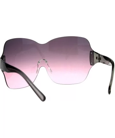 Large Coverage Mask Style Shield Gradient Futuristic Sunglasses - Black Pink - CO18CX0HGE6 $9.28 Shield