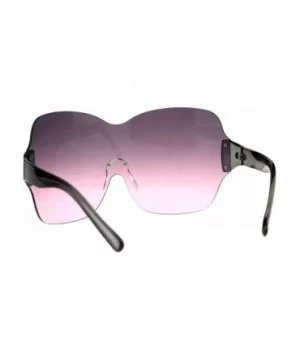 Large Coverage Mask Style Shield Gradient Futuristic Sunglasses - Black Pink - CO18CX0HGE6 $9.28 Shield