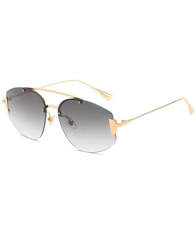 Fashion Big Name Sunglasses New Sunglass Street Photo Joker Sunglasses - Gold Box Double Tea - CY18TKL0ODU $7.38 Goggle