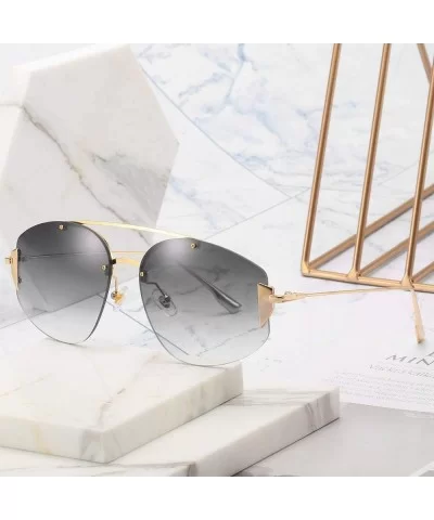 Fashion Big Name Sunglasses New Sunglass Street Photo Joker Sunglasses - Gold Box Double Tea - CY18TKL0ODU $7.38 Goggle