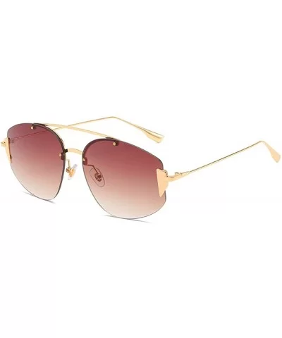 Fashion Big Name Sunglasses New Sunglass Street Photo Joker Sunglasses - Gold Box Double Tea - CY18TKL0ODU $7.38 Goggle