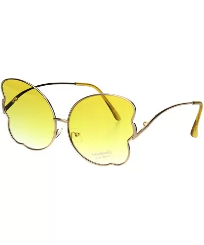 Womens Swan Wing Metal Rim Drop Temple Retro Fashion Sunglasses - Gold Yellow - C618ICXCW4R $7.26 Butterfly