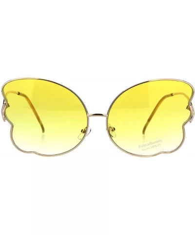 Womens Swan Wing Metal Rim Drop Temple Retro Fashion Sunglasses - Gold Yellow - C618ICXCW4R $7.26 Butterfly