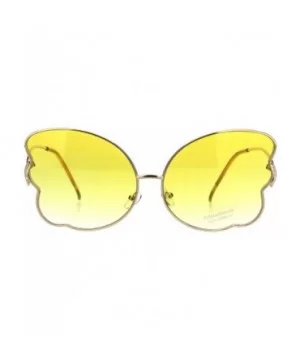 Womens Swan Wing Metal Rim Drop Temple Retro Fashion Sunglasses - Gold Yellow - C618ICXCW4R $7.26 Butterfly