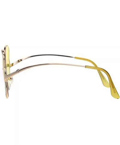 Womens Swan Wing Metal Rim Drop Temple Retro Fashion Sunglasses - Gold Yellow - C618ICXCW4R $7.26 Butterfly