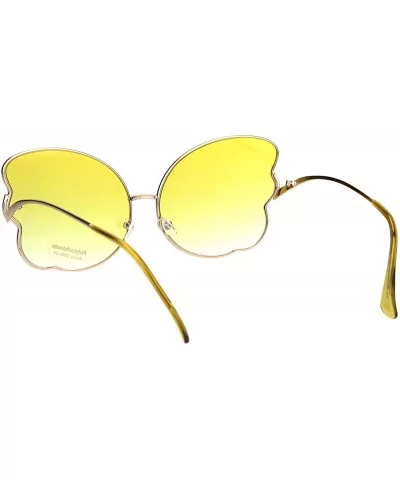 Womens Swan Wing Metal Rim Drop Temple Retro Fashion Sunglasses - Gold Yellow - C618ICXCW4R $7.26 Butterfly