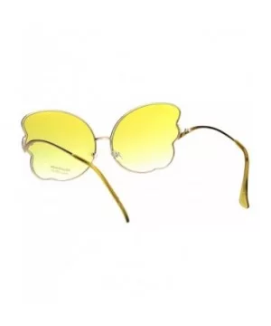 Womens Swan Wing Metal Rim Drop Temple Retro Fashion Sunglasses - Gold Yellow - C618ICXCW4R $7.26 Butterfly