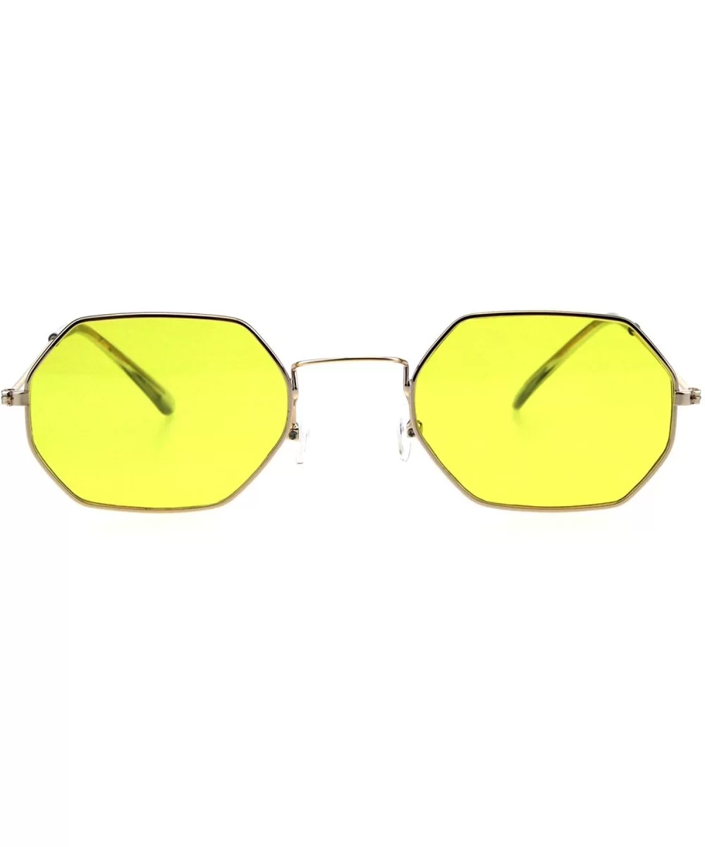 Mens Vintage Octagonal Metal Rim Pimp Color Len Sunglasses - Gold Yellow - CV18H4LAX9A $5.06 Rectangular