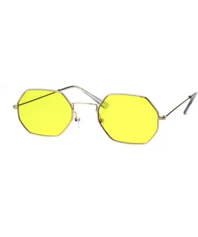 Mens Vintage Octagonal Metal Rim Pimp Color Len Sunglasses - Gold Yellow - CV18H4LAX9A $5.06 Rectangular