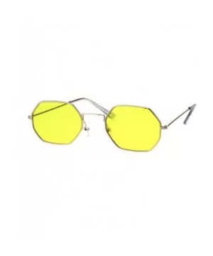 Mens Vintage Octagonal Metal Rim Pimp Color Len Sunglasses - Gold Yellow - CV18H4LAX9A $5.06 Rectangular