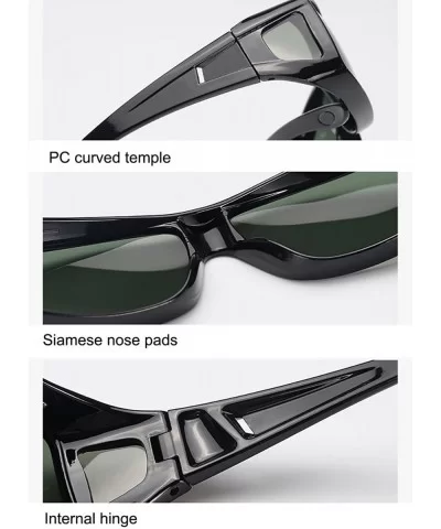 Polarized Rectangular Glasses Sunglasses Protection - Black Frame Dark Blue Lens - CB18GA5K33E $13.36 Shield