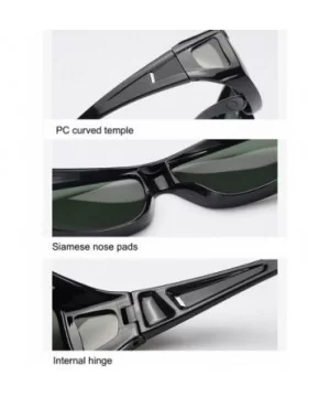 Polarized Rectangular Glasses Sunglasses Protection - Black Frame Dark Blue Lens - CB18GA5K33E $13.36 Shield