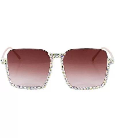 Sparkling Crystal Round Sunglasses UV Protection Rhinestone Sunglasses - Brown - CB197009Z7T $11.26 Cat Eye