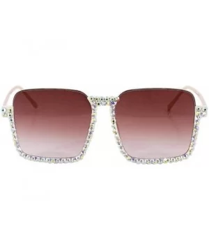 Sparkling Crystal Round Sunglasses UV Protection Rhinestone Sunglasses - Brown - CB197009Z7T $11.26 Cat Eye