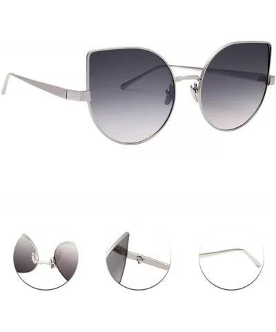 Cat Eye Mirrored Flat Lenses Light Metal Frame Women Sunglasses 5273 - Silver Frame Gray Lenses - C717Z6XHRI8 $10.21 Cat Eye