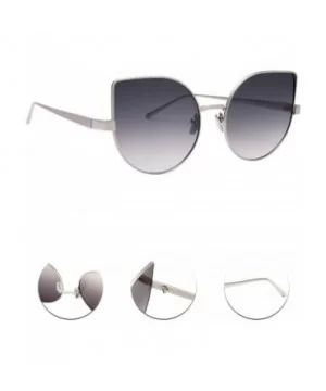 Cat Eye Mirrored Flat Lenses Light Metal Frame Women Sunglasses 5273 - Silver Frame Gray Lenses - C717Z6XHRI8 $10.21 Cat Eye