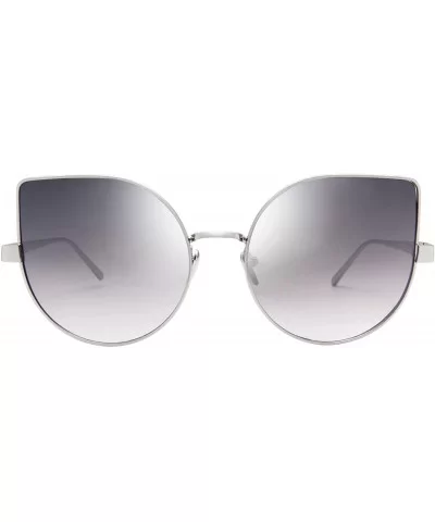 Cat Eye Mirrored Flat Lenses Light Metal Frame Women Sunglasses 5273 - Silver Frame Gray Lenses - C717Z6XHRI8 $10.21 Cat Eye