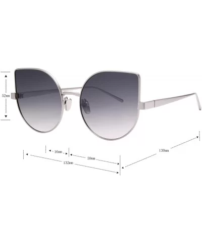 Cat Eye Mirrored Flat Lenses Light Metal Frame Women Sunglasses 5273 - Silver Frame Gray Lenses - C717Z6XHRI8 $10.21 Cat Eye