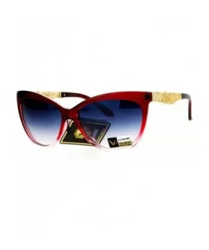 Metal Diecut Floral Jewel Arm Cat Eye Sunglasses - Red - CJ12IVI555T $9.27 Cat Eye