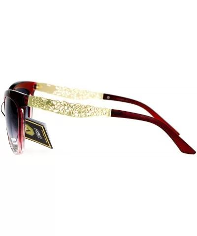 Metal Diecut Floral Jewel Arm Cat Eye Sunglasses - Red - CJ12IVI555T $9.27 Cat Eye