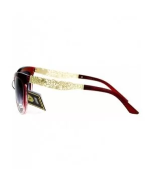 Metal Diecut Floral Jewel Arm Cat Eye Sunglasses - Red - CJ12IVI555T $9.27 Cat Eye