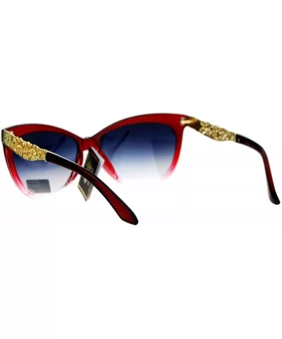 Metal Diecut Floral Jewel Arm Cat Eye Sunglasses - Red - CJ12IVI555T $9.27 Cat Eye