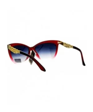 Metal Diecut Floral Jewel Arm Cat Eye Sunglasses - Red - CJ12IVI555T $9.27 Cat Eye