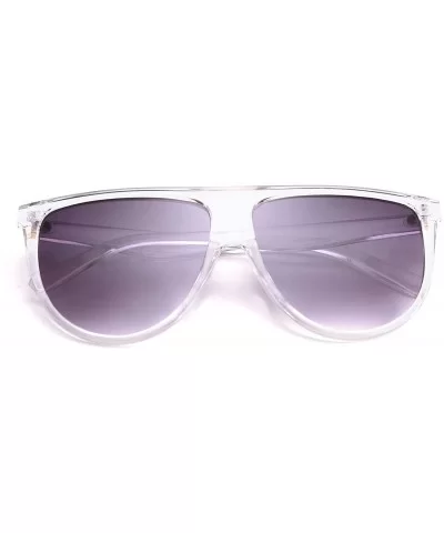 Vintage Large Square Pilot Women Sunglasses Oversized Square Thin Plastic Frame B2499 - Clear - CG194UQEX8N $8.65 Square