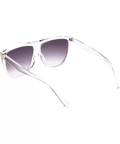 Vintage Large Square Pilot Women Sunglasses Oversized Square Thin Plastic Frame B2499 - Clear - CG194UQEX8N $8.65 Square