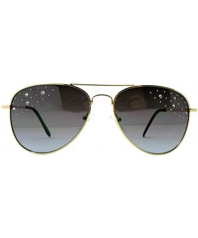 Aviators Mirrored Sunglasses Metal Frame Women Mens UV400 - Charcoal Gold Crysal on Glass - CW18RNKQCS0 $10.96 Aviator