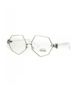 Pearl Nose Pad Clown Hand Hinge Squared Metal Rim Eye Glasses - Silver - CS184Y0KOZD $8.01 Rectangular