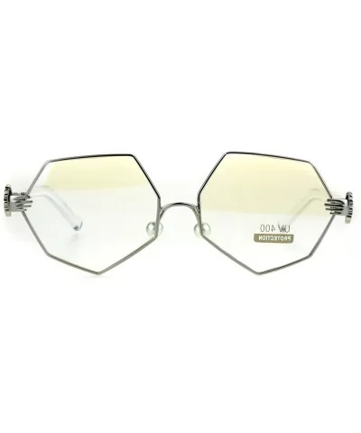 Pearl Nose Pad Clown Hand Hinge Squared Metal Rim Eye Glasses - Silver - CS184Y0KOZD $8.01 Rectangular