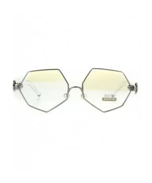 Pearl Nose Pad Clown Hand Hinge Squared Metal Rim Eye Glasses - Silver - CS184Y0KOZD $8.01 Rectangular