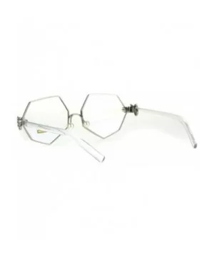 Pearl Nose Pad Clown Hand Hinge Squared Metal Rim Eye Glasses - Silver - CS184Y0KOZD $8.01 Rectangular