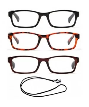 Newbee Fashion Squared Reading Glasses - 3 Pack Black- Tortoise & Brown - CK187GHXUS7 $9.48 Square