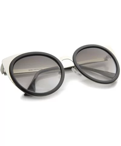 Womens Two-Toned Metal Temple Tinted Lens Cat Eye Sunglasses 54mm - Shiny Black-silver / Lavender - CW12H0L02PV $9.59 Cat Eye