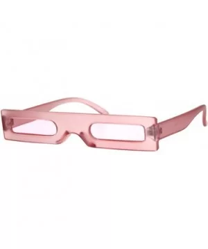 Futuristic Pimp Color 80s Robotic Funk Narrow Rectangle Plastic Sunglasses - Pink - CJ18HM6ZAXU $6.81 Square