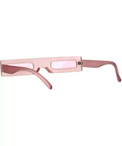 Futuristic Pimp Color 80s Robotic Funk Narrow Rectangle Plastic Sunglasses - Pink - CJ18HM6ZAXU $6.81 Square