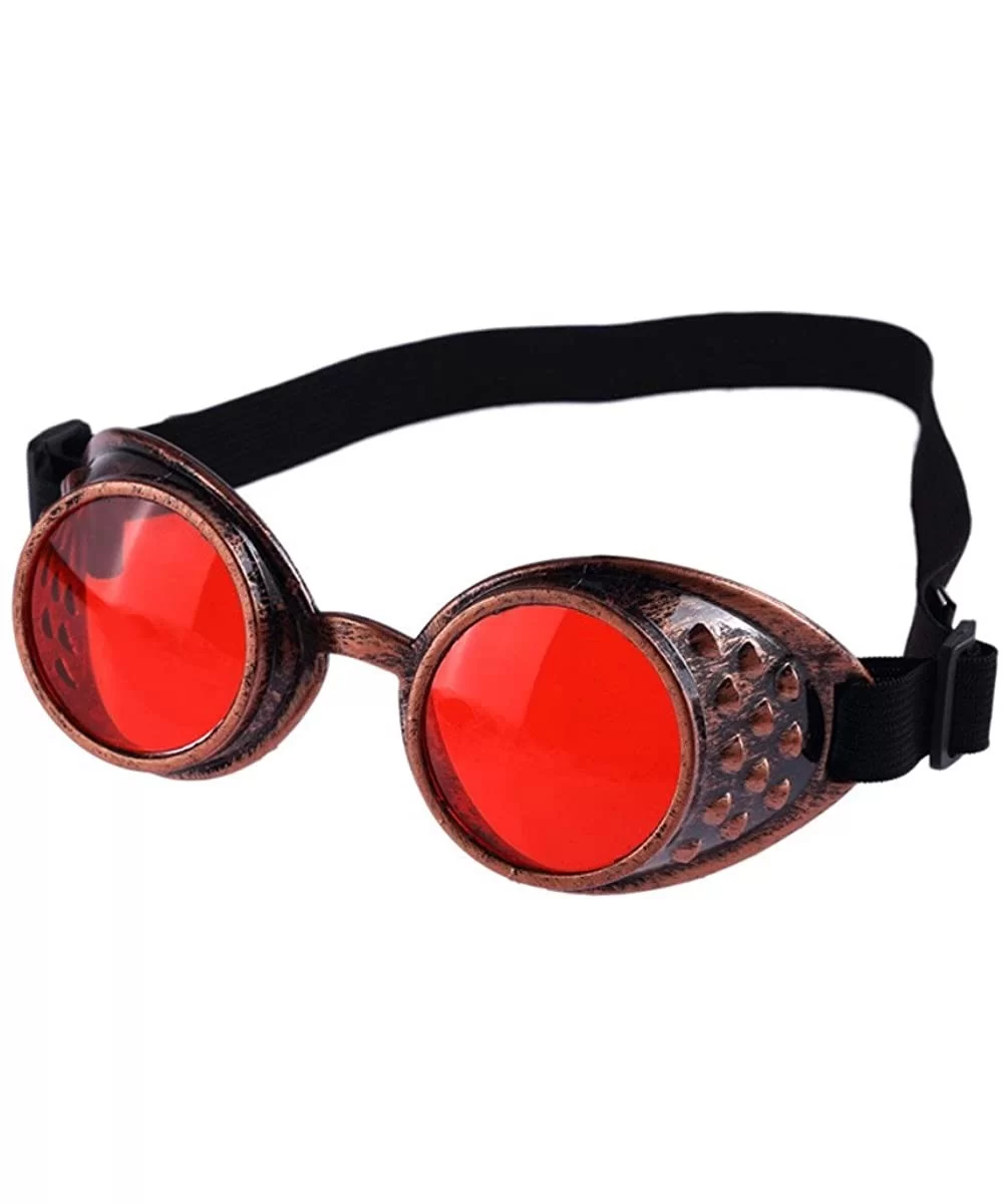 Sunglasses for Men Women Steampunk Goggles Glasses Retro Punk Hippie Sunglasses Vintage - Red - CA18QMY2AX2 $3.36 Oversized